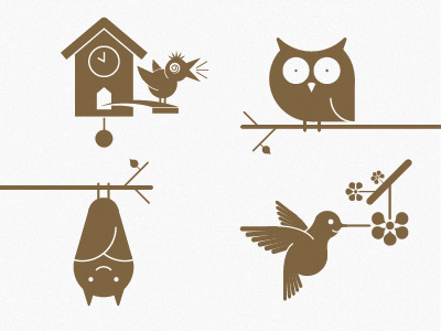 Animals No. 3 animals bat cuckoo cuckoo clock hummingbird icons owl projekt projekt inc. pure sweets sean costik