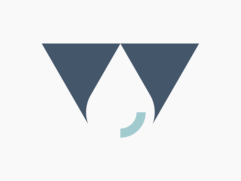 W Logo Concept drip highlight logo triangle w water water drop