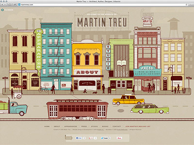 Martin Treu Website - Launched buildings cityscape dump truck illustration martin treu projekt projekt inc. scotty reifsnyder sean costik street car taxi website