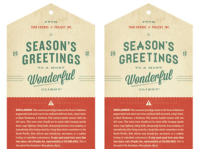 Season's Greetings #2 christmas disclaimer hangtag projekt projekt inc. retro sean costik seasons greetings star typography wonderful