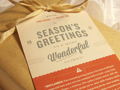 Season's Greetings #3 2012 christmas disclaimer gift green holiday projekt projekt inc. promotion red retro sean costik seasons greetings typography wonderful
