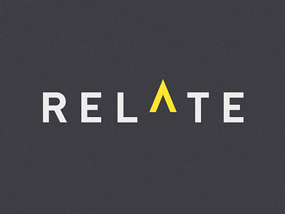 Relate logo concept #2 a arrow liftoff logo logotype projekt projekt inc. relate relate inc. rocket sean costik yellow
