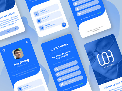 Joe's Studio App Login & Profile Design app ui