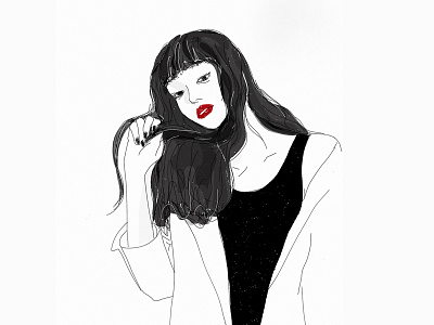 The Girl handdrawing illustration