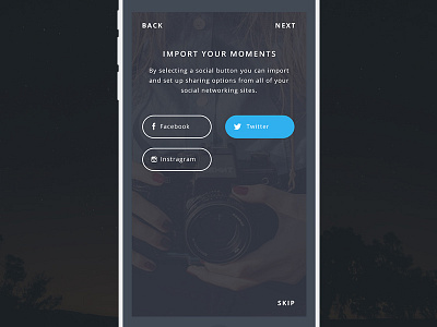 Import & Share Your Moments app design flat home icons interface ios search share social ui ux