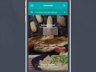 Food App Category Screen alertview app design food grid icons menu ui ux