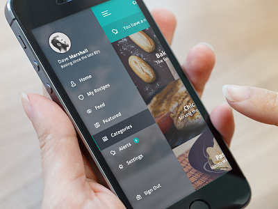 Menu Concept alert app feed food ios menu notification social ui ux