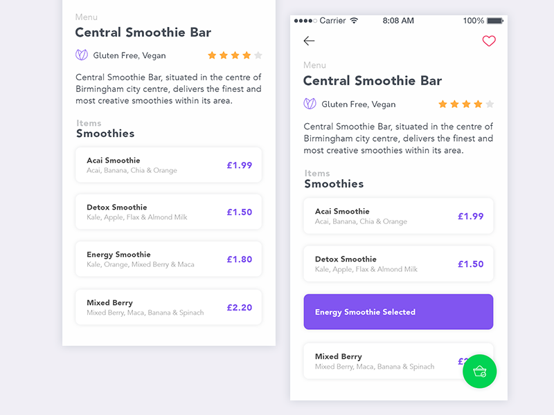 Menu Selection dailyui flat experience design product interaction interface user app ios ux ui