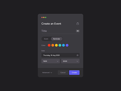 📅 Meeting Modal Creator application calendar color creator dark dashboard date desktop event interface meeting modal picker popover popup productdesign reminder schedule ui ux