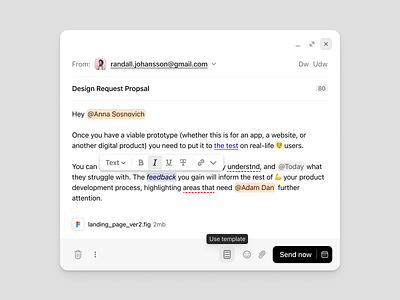 Create an Email ✉️ chat conversation dashboard design system dropdown editor email inbox input mail mailbox message notification send ui ux window wsywig