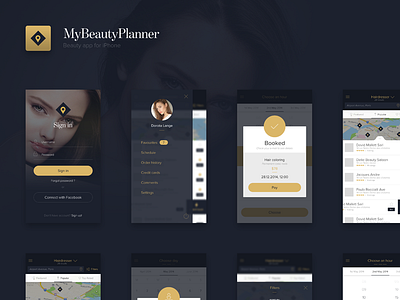 Beauty - iPhone App calendar filter flat iphone login map popup search summary