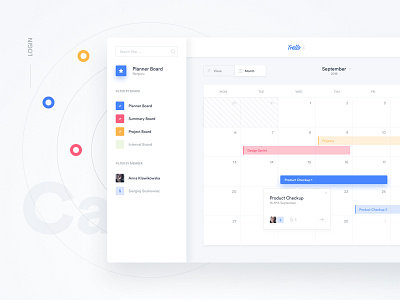 Trello Atlassian - Calendar app calendar cards dashboard flat popover popup redesign schedule tasks trello ui