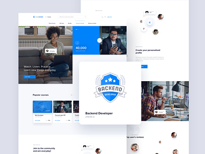 StrefaKursow - Learning Platform badges courses illustration landing page learning list ui ux web