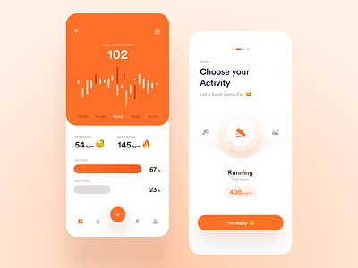 Mobile Fitness App analytics app chart dashboard excercise fitness graph gym health heart rate ios mobile product design slider statistics stats training ui ux workout