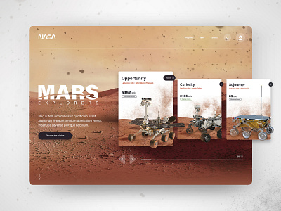 MARS EXPLORERS design desktop exploration graphic design homepage illustration illustrator interplanetary logo mars planet rovers sketch space spaceflight ui ux webdesign website