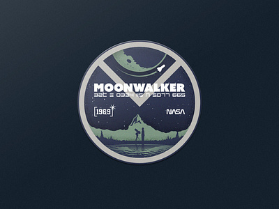 Moonwalker badge design drawing graphic design great outdoors icon illustration illustrator nasa photoshop rocket launch space space exploration vector