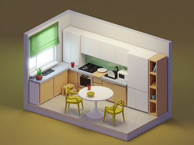 Low Poly Isometric Kitchen