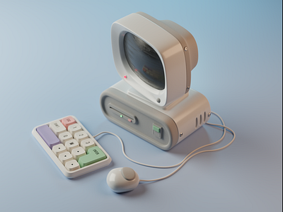 Cute Retro Mini PC 3d blender computer lowpolyart retro