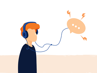 Good Listener guy headphones illustration listen