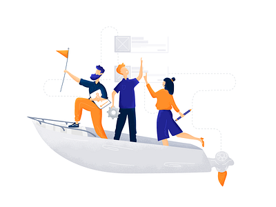 In the Same Boat designer developer hero illustration illustration lead team teamwork