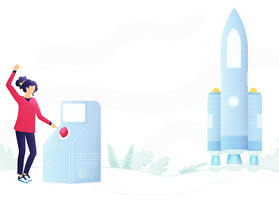 Ready, Steady, Launch! girl illustration product illustration product launch rocket