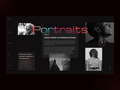 Photographer web - header section