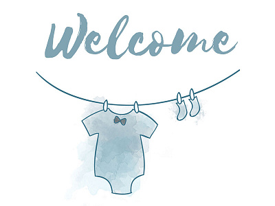 Welcome Baby Boy baby card illustration