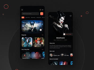 Movie streaming app app app design cinema app dailyui dark dark ui design glass effect glassmorphism mobile modern movie movie app movies ui