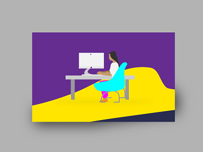 Tech Business Lady computer design illustration landing office page people site website