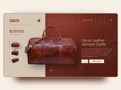 Bag Shopping Landing Page Design bag website design graphic design leather shopping template ui ux webdesign website