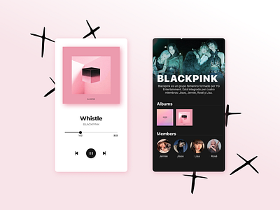 BLACKPINK MUSIC app app design black blackpink design kpop music pink ui ux
