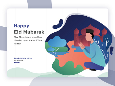 Happy Eid Mubarak card celebration eid eid mubarak greetingcard illustraion muslim ramadan ui web website wish