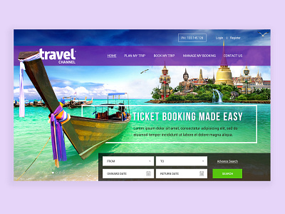 Travel Website Design Concept header travel website web header website website banner website design