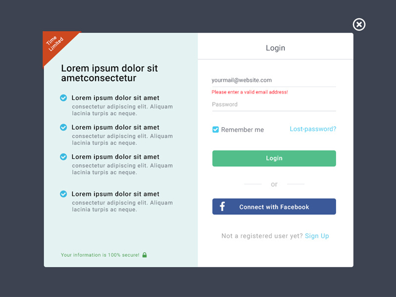 Login Design pop up login user ux ui in sign material login design dashboard app account