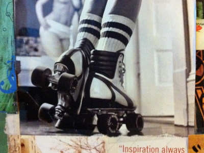 Rollergirl collage roller skates rollerskates the wall wallpaper wallpaper project wheels