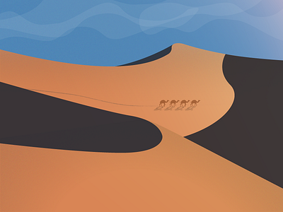 Desert Landscape camel clouds cool curves desert design dunes heat illustration landscape sand vector