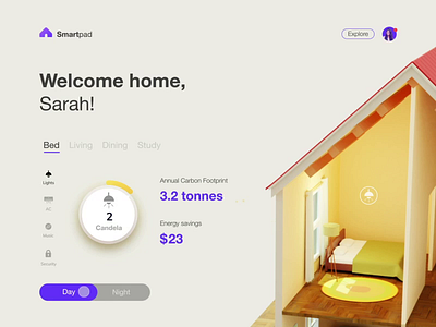 Interface Design for Smart Home App | Popshot by Lollypop 3d animation blender blender3d branding illustration iot development smarthome ui design uxui design visual design