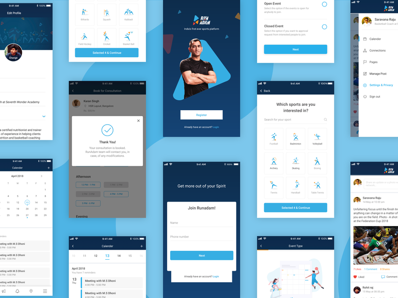 Mobile Screens- Sport-tech Platform mobile app mobile app design mobile screen sports sports app ui design ux design uxui design visual design