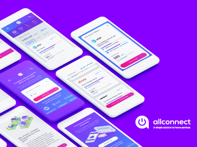 Allconnect Assorted Screens cards filters plans responsive ui ux webdesign