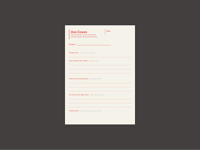 Use Cases - Printable A5 Template print template use case user experience user research