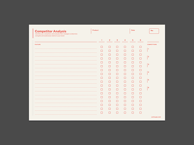 Competitor Analysis (Printable Template) user experience user research