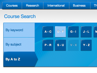 Course search by A to Z