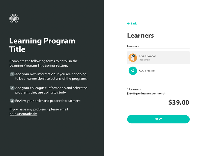 Open Enrollment Flow responsive purchase sign up user experience design