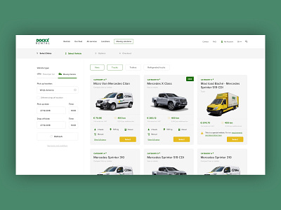 Car rental - Select vehicle flow