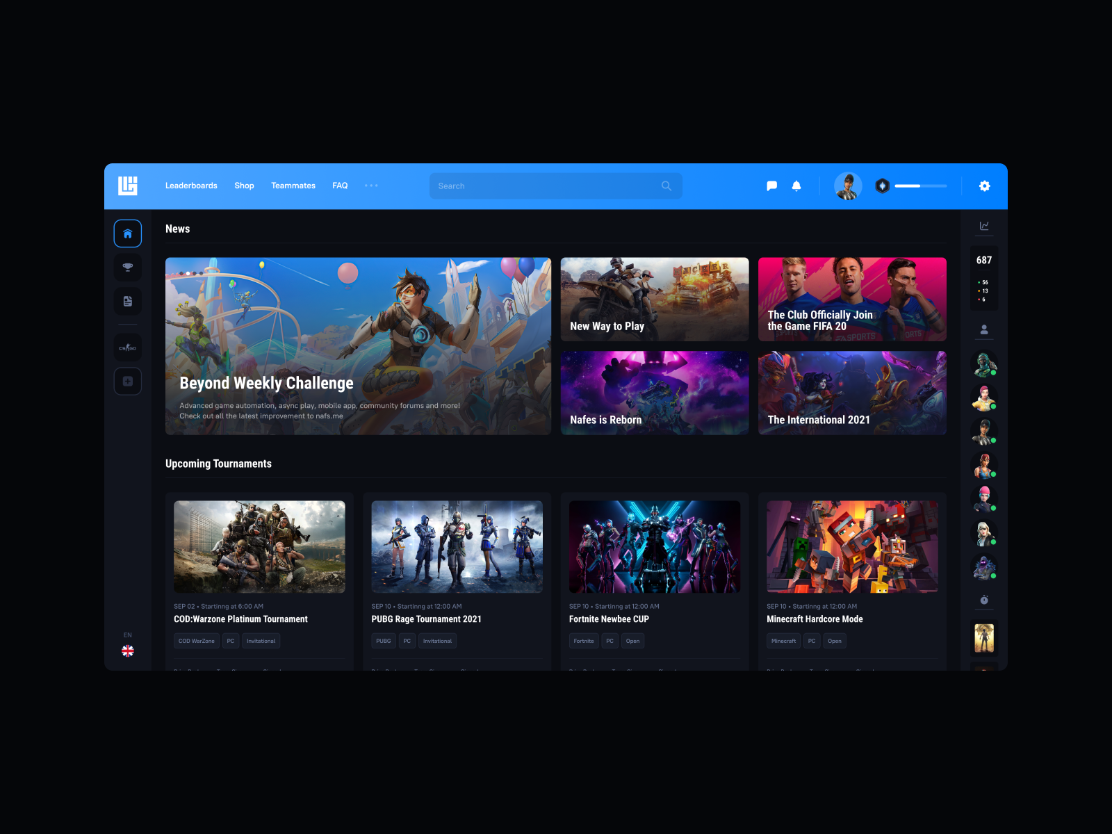 Nafes – Competitive eSport Platform by Viktor T. on Dribbble