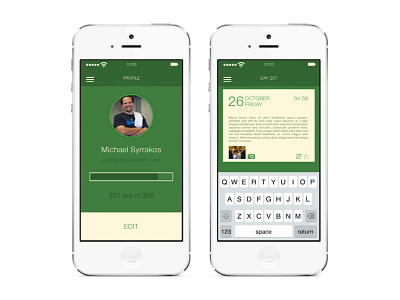 365ography Profile & Message Screens app ios journal ui
