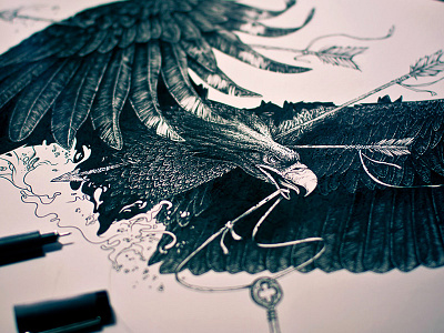 Gony's Black Bird arrow bird black draw dune dunedzn illustration ink key predator surf wave