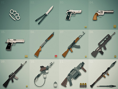 Weapon items adobe dune game gang gun icon illustrator item knife sosoa videogame weapon