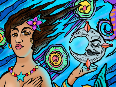 Sirena Xochimilco beach illustration legend mar mermaid mexico ocean sea sirena
