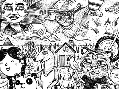 ¡Caminamos juntos mi creatividad y yo! animal animals dibujo illustration ilustracion infantil sun tigre